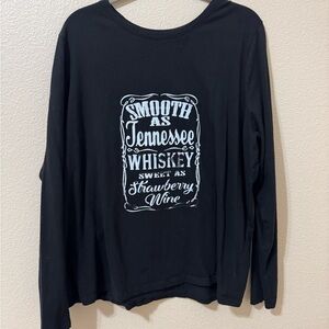 Time and Tru Smooth As Tennessee Whiskey Graphic Tee Black Long Sleeve 3X